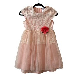Nicole Miller Big Girls Special Occasion Lace & Tulle Cap Sleeve Dress Sz 10